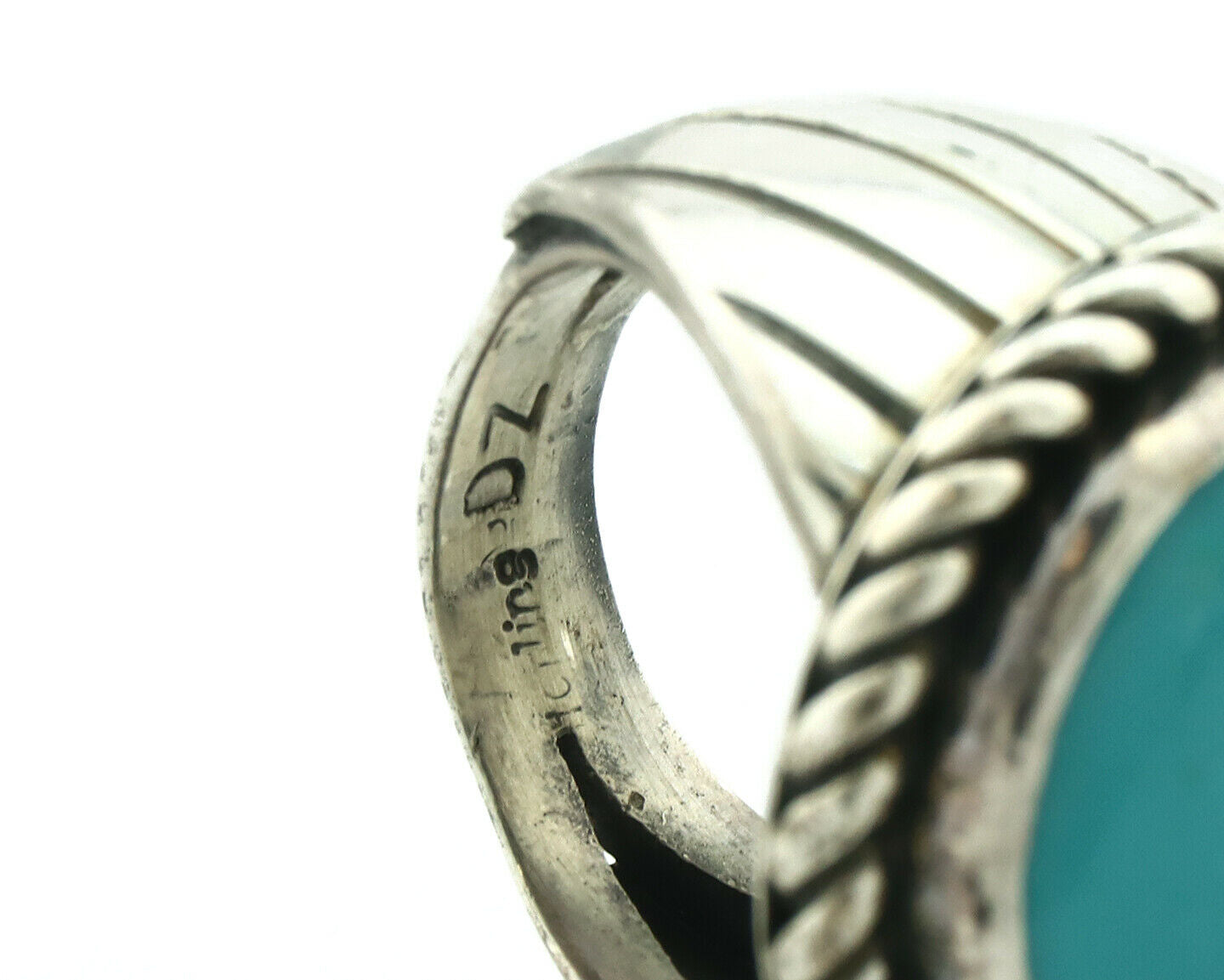 Navajo Ring .925 Silver Blue Turquoise Artist Doug Zachary C.80's