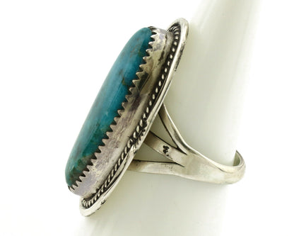 Navajo Ring .925 Silver Blue Gem Turquoise Artist Signed M Begay C.1980's