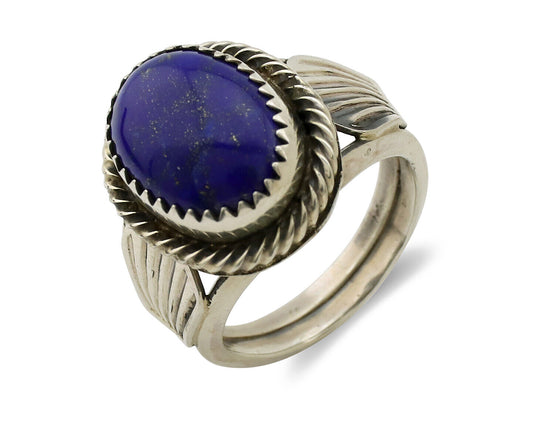 Navajo Ring 925 Silver Natural Handmade Natural Lapis Native American Artist C80