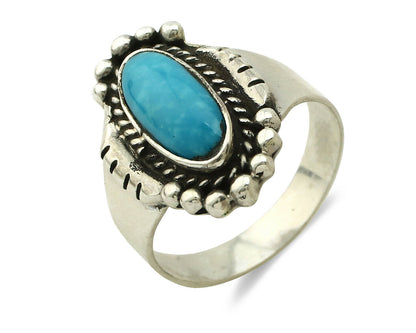 Navajo Ring .925 Silver Blue Turquoise Native American Artist C.80's