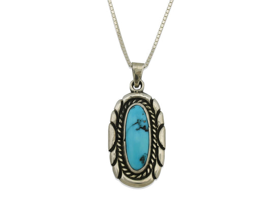 Navajo Necklace 925 Silver Sleeping Beauty Turquoise Signed M Montoya C.80's