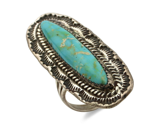 Navajo Ring .925 Silver Royston Turquoise Native American Artist C.80's