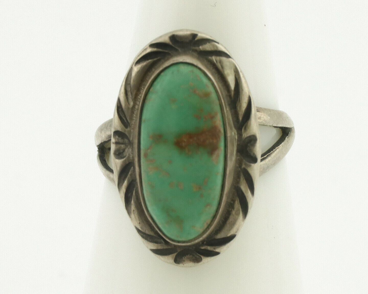 Navajo Ring .925 Silver Natural Turquoise Artist Signed Native American C.80's