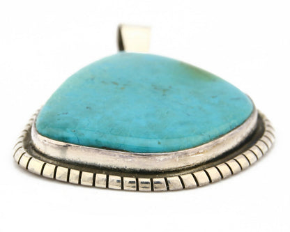 Navajo Pendant .925 Silver Kingman Turquoise Artist Signed Tipi C.80's