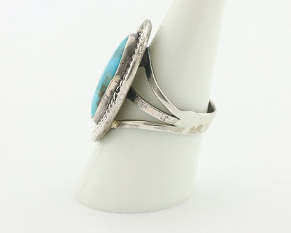 Navajo Ring .925 Silver Natural Blue Turquoise Artist Signed JT C.80's