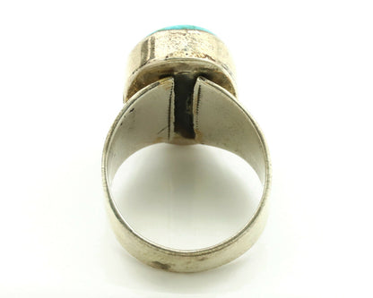 Navajo Ring .925 Silver Kingman Turquoise Artist Signed AP C.1980's