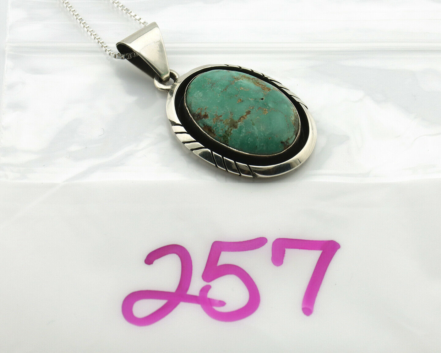 Navajo Necklace .925 Silver Turquoise Signed Artist Apache Manufacturing C.80's