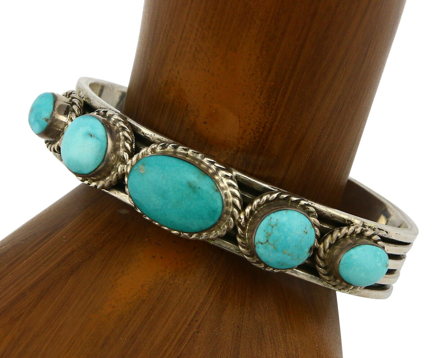 Navajo Turquoise Bracelet SOLID .925 Silver Signed Artist FC C.80's