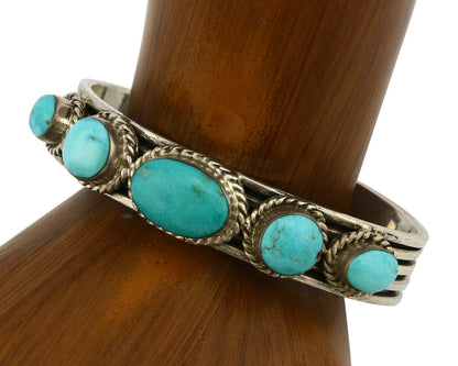 Navajo Turquoise Bracelet SOLID .925 Silver Signed Artist FC C.80's