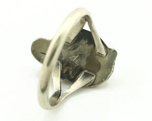 Navajo Ring .925 Silver Blue Gem Turquoise Native American Artist C.80's
