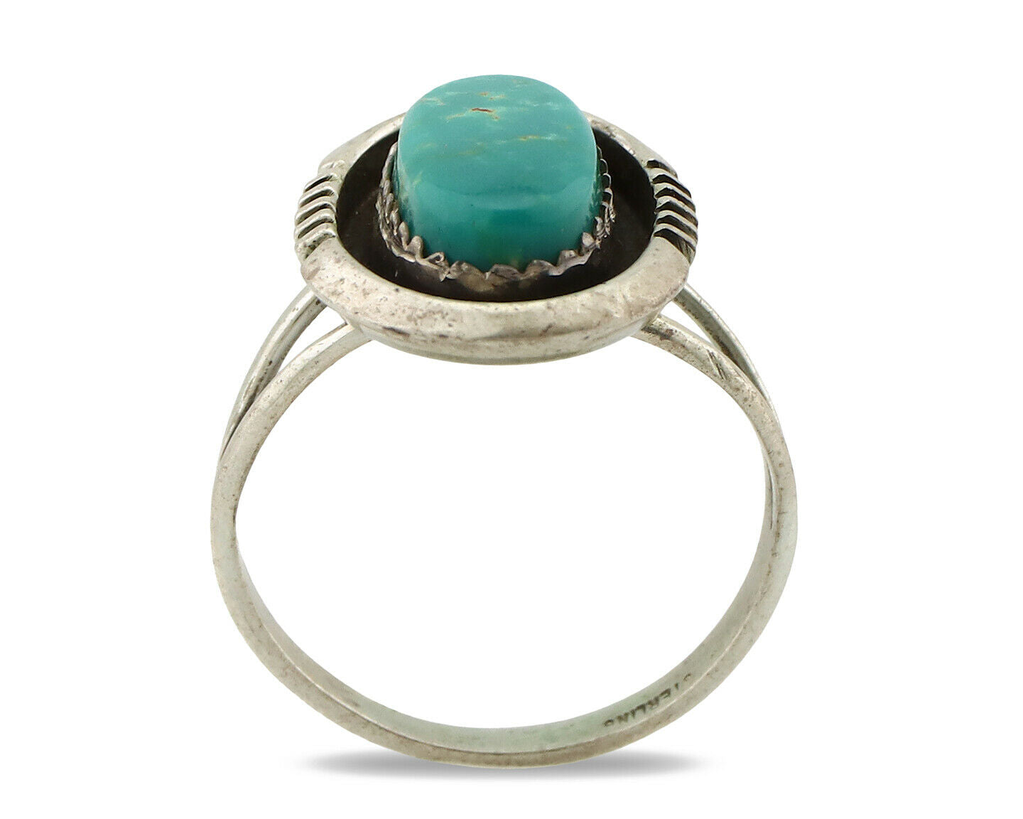 Navajo Ring .925 Silver Kingman Turquoise Native American Artist C.1980's