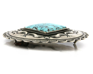 Navajo Belt Buckle .925 Silver Turquoise Signed Artist Paul J Begay Cuff C.80's