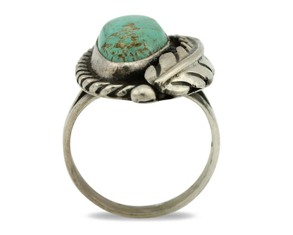 Navajo Ring .925 Silver Turquoise Mountain Signed Artist Apache C.80's