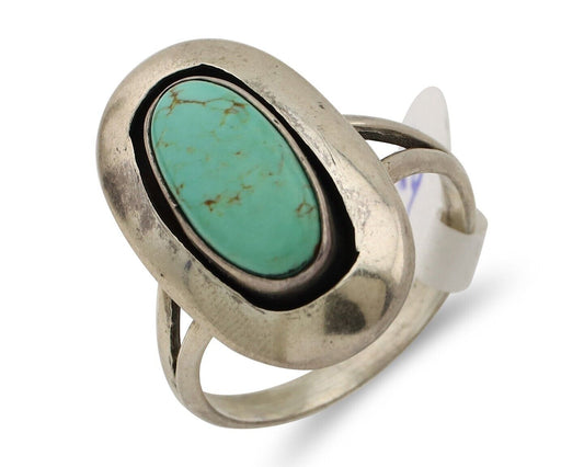 Navajo Ring 925 Silver Natural Blue Turquoise Artist Signed M Montoya C.80's