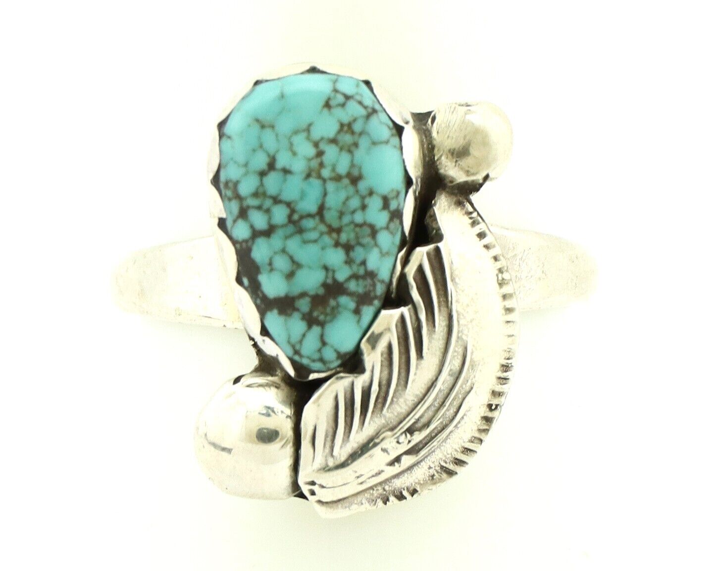 Zuni Ring 925 Silver Spiderweb Turquoise Artist Signed Simplicio C.80's