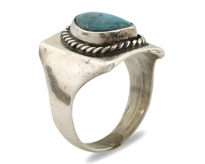 Navajo Ring .925 Silver Natural Turquoise Handmade Native American Artist C.80s