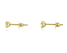 SOLID 14k Yellow Gold Basket 4 Prong 3.0mm Wide Simulated Diamond Stud Earrings