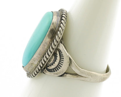 Navajo Ring .925 Silver Blue Turquoise Native American Artist C.1980s