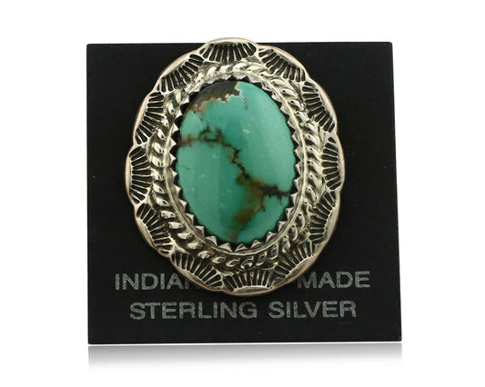 Navajo Tie Tack .925 Silver Morenci Turquoise Artist Native American C.80's