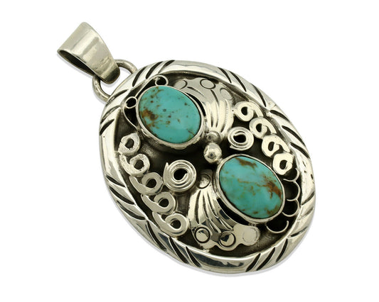 Navajo Necklace .925 Silver Kingman Turquoise Native American C.80's