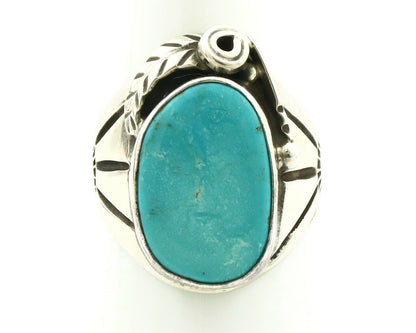 Navajo Ring .925 Silver Morenci Southwest Turquoise Native Artist C.80's