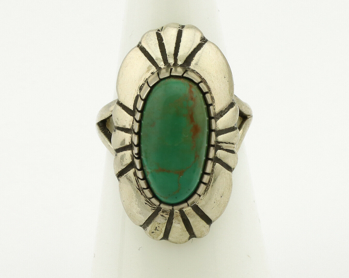 Navajo Ring .925 Silver Green Turquoise Signed M Montoya C.80's