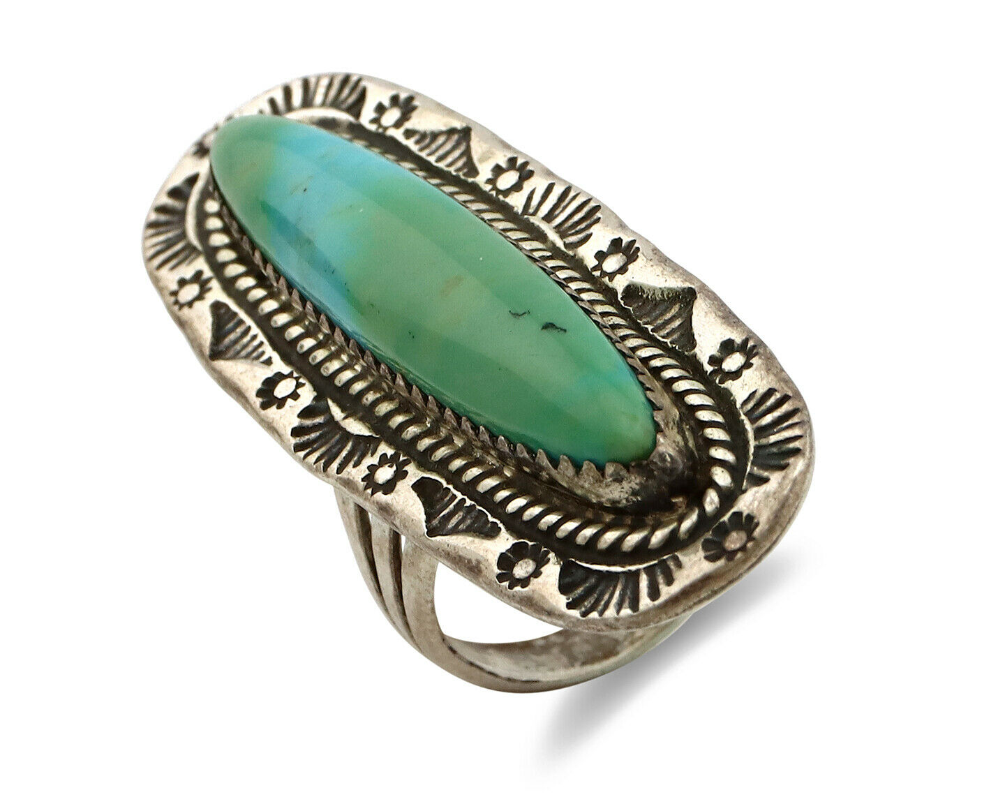 Navajo Ring .925 Silver Royston Turquoise Native American Artist C.80's