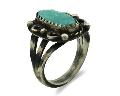 Navajo Ring .925 Silver Turquoise Artist Signed F C.1980's