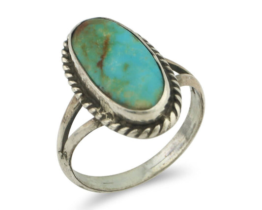 Navajo Ring 925 Silver Natural Blue Kingman Turquoise Native Artist C.80's