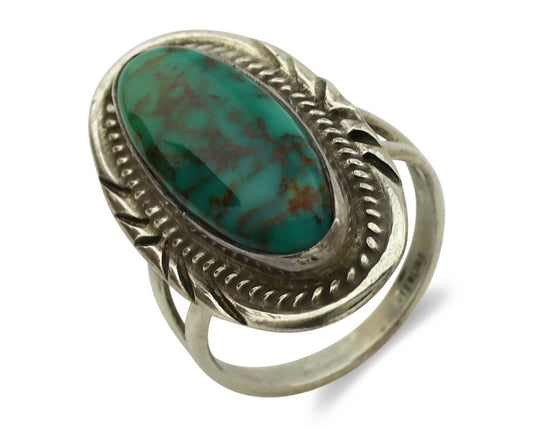 Navajo Ring .925 Silver Kingman Turquoise Native American Artist C.1980's