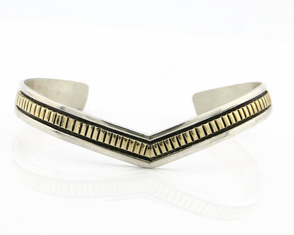 Navajo Bracelet SOLID .925 Silver & 12k Gold Filled Signed E Cuff C.80's