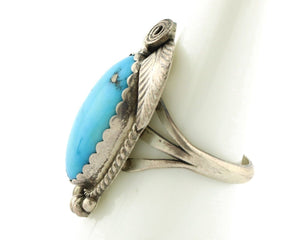 Navajo Ring 925 Silver Natural Morenci Turquoise Artist Signed Justin Morris C80