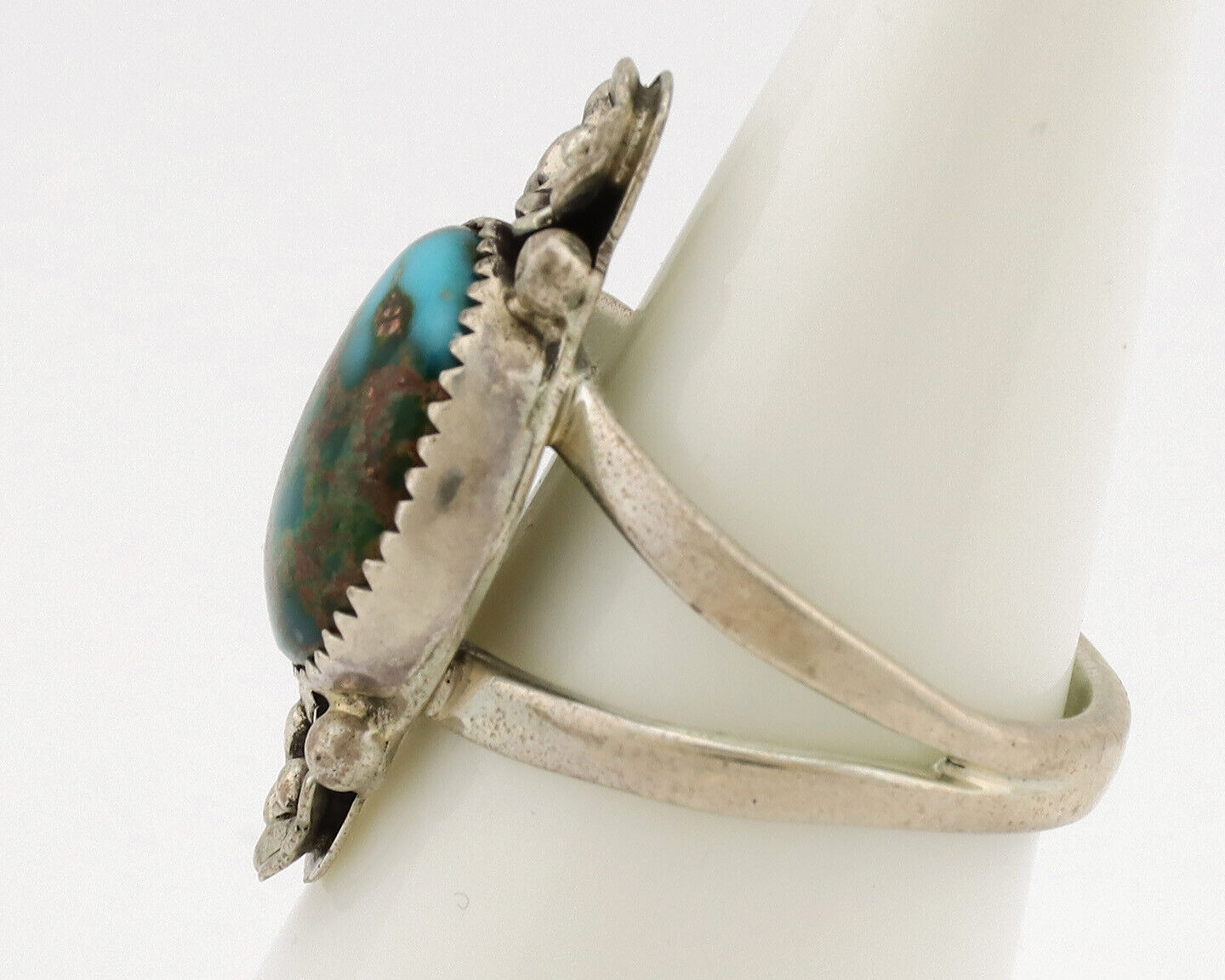 Navajo Ring .925 Silver Nevada Turquoise Native American Artist C.1980's