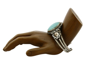 Women's Navajo Cuff .925 Silver Handmade Stamped Turquoise Bracelet C.50's