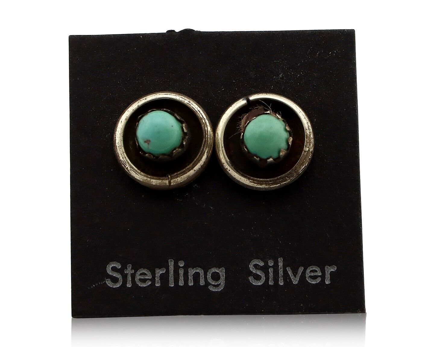 Zuni Earrings 925 Silver Natural Kingman Turquoise Native American Artist C.80's