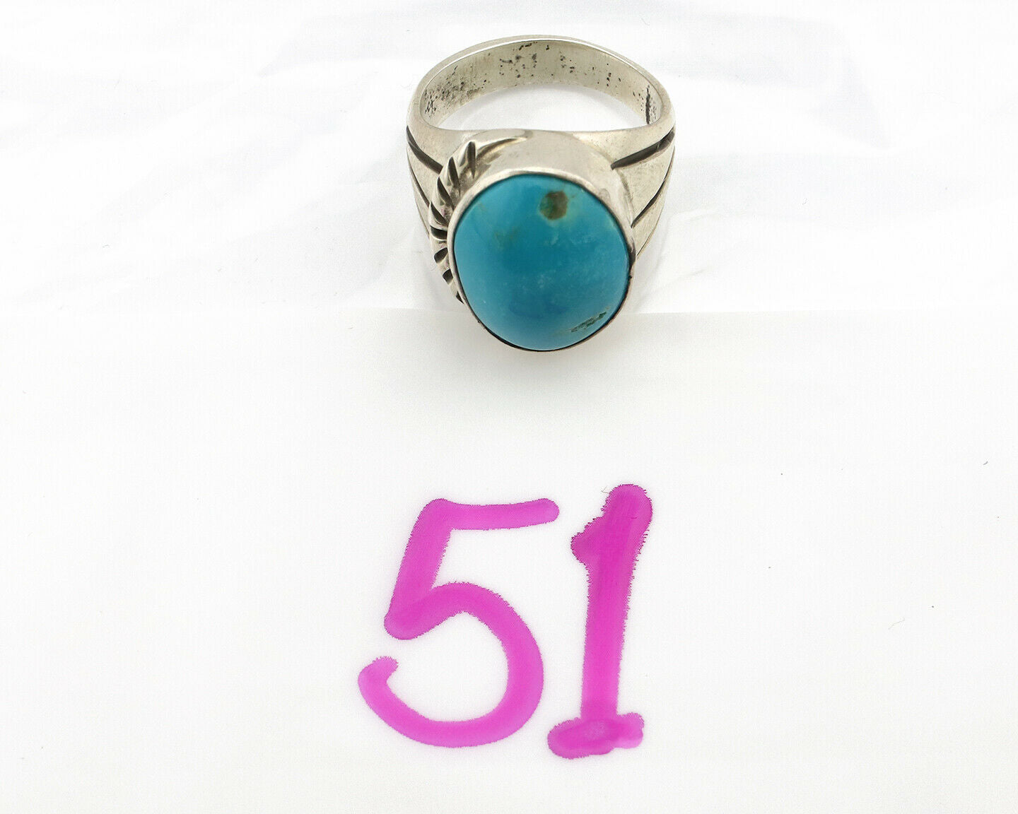 Navajo Ring .925 Silver Morenci Turquoise Native American Artist C.80's