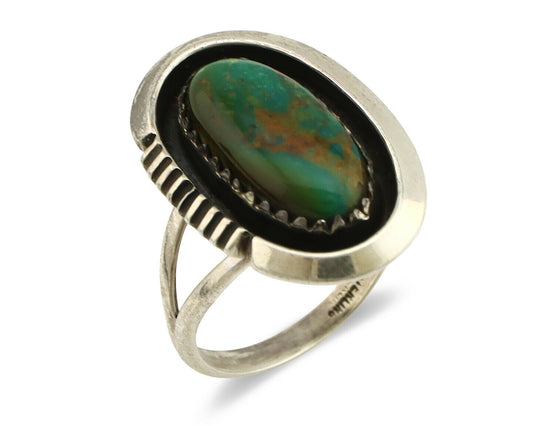 Navajo Ring .925 Silver Kingman Turquoise Native American Artist C.1980's