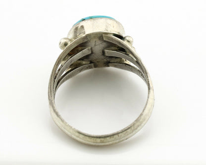 Navajo Ring .925 Silver Blue Turquoise Native American Artist C.1980's