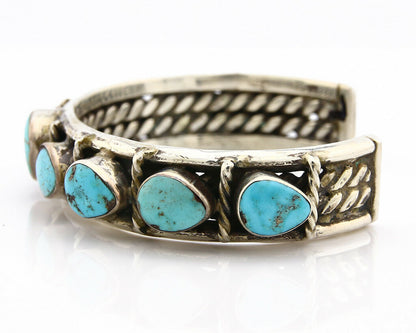 Navajo Natural Blue Turquoise Bracelet .925 Silver Signed LV C.80's