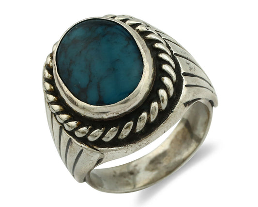 Navajo Ring .925 Silver Blue Turquoise Artist Signed C Montoya C.80's