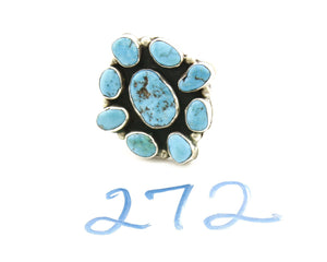 Navajo Ring .925 Silver Sleeping Beauty Turquoise Signed MB C.80's