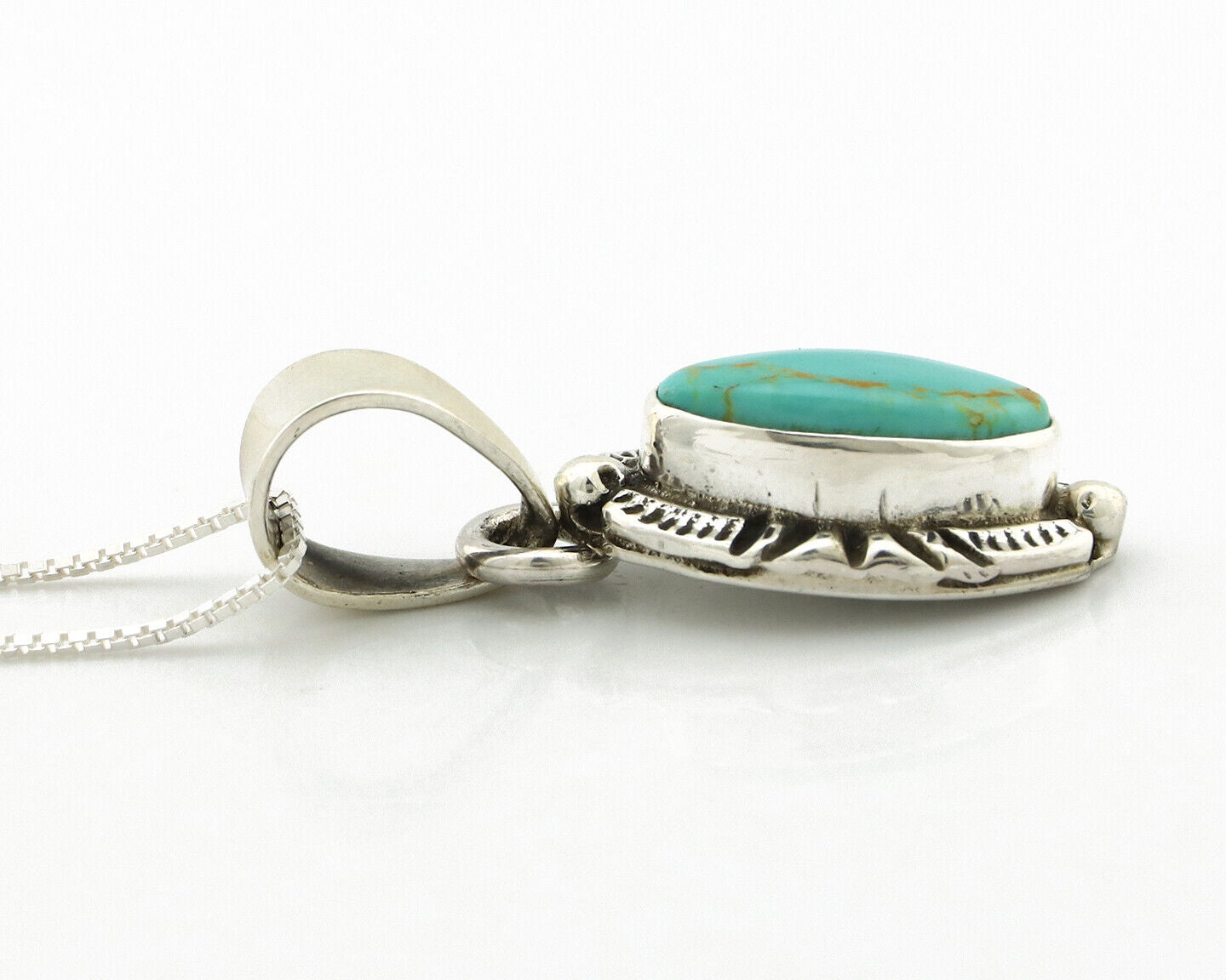 Navajo Necklace 925 Silver Kingman Turquoise Artist Signed Gecko C.80's