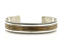 Navajo Bracelet SOLID .925 Silver & 12K Gold Filled Signed Artist TAHE C1980's