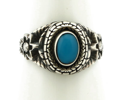 Navajo Ring .925 Silver Natural Blue Turquoise Native American Artist C.80's