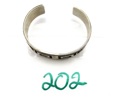 Hopi Bracelet .925 Silver Hand Stamped Overlay Signed RY C.80's