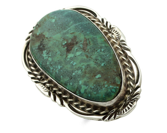 Navajo Ring 925 Silver Black Spiderweb Turquoise Artist Signed Billy Eagle C.80s