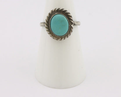 Navajo Handmade Ring 925 Silver Kingman Turquoise Native Artist C.80's