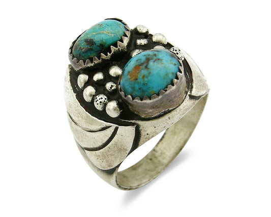 Navajo Ring .925 Silver Turquoise Mountain Artist Native American C.80's