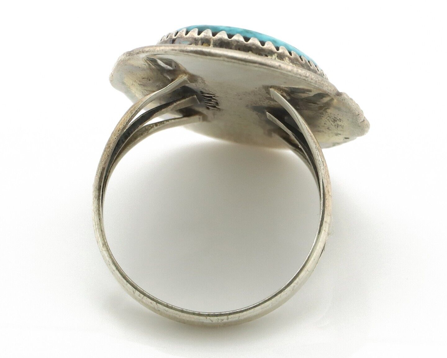 Navajo Ring .925 Silver Turquoise Artist Signed TALHAT C.80's