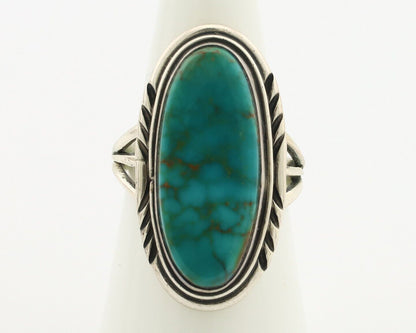 Navajo Ring .925 Silver Blue Gem Turquoise Artist Signed USA C.80's